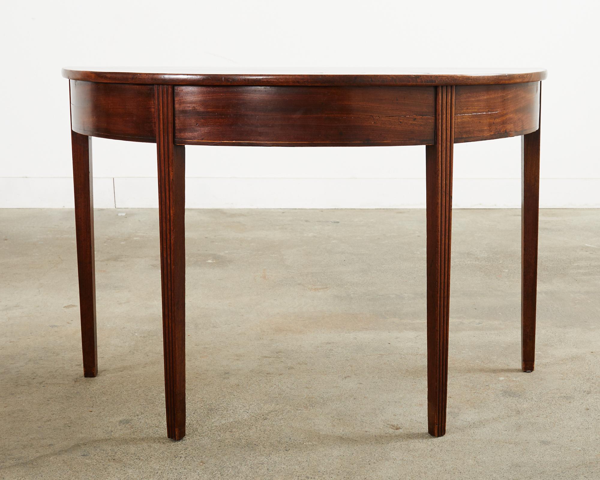 Pair of 19th Century Georgian Mahogany Demilune Console Tables 6