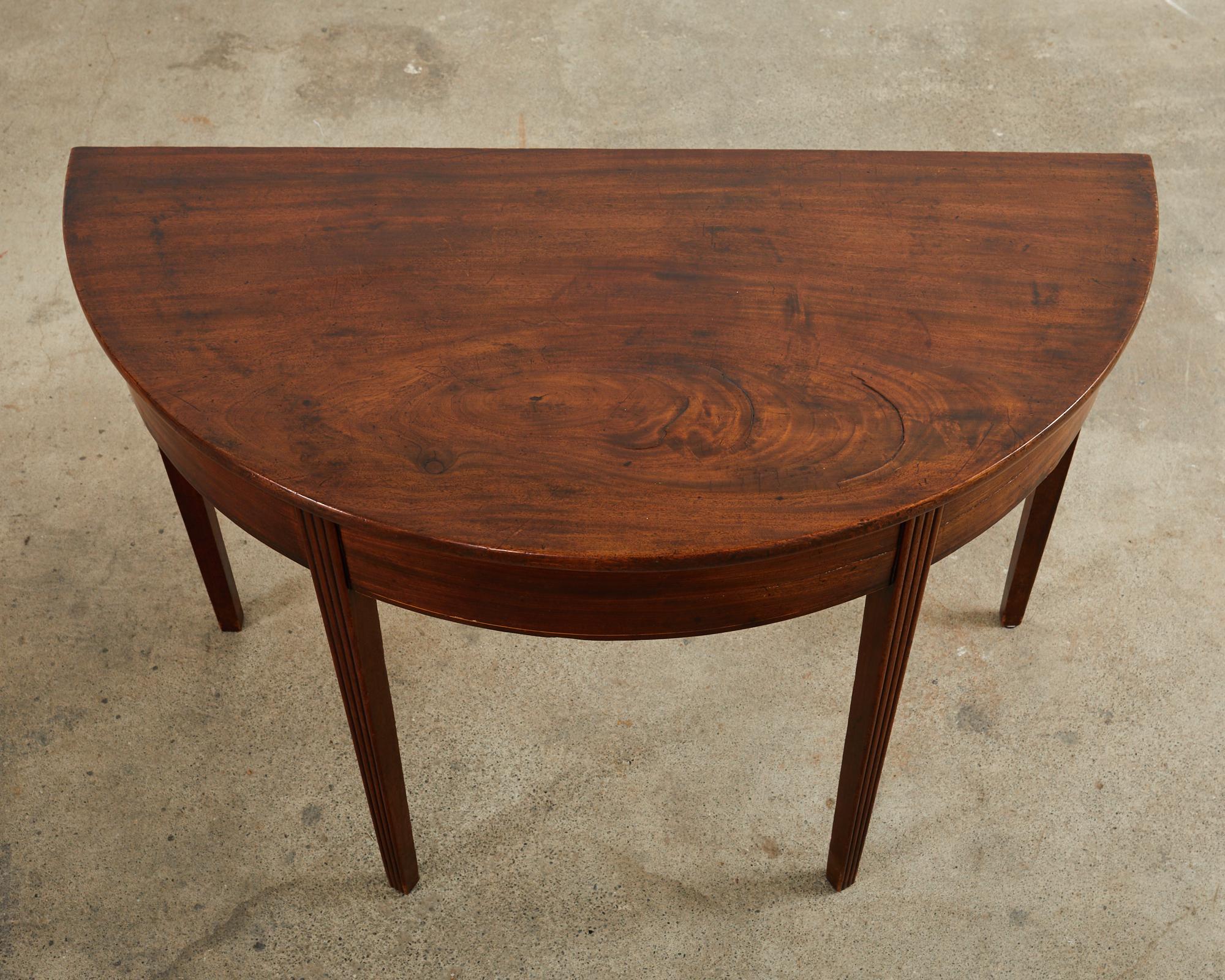 Pair of 19th Century Georgian Mahogany Demilune Console Tables 7