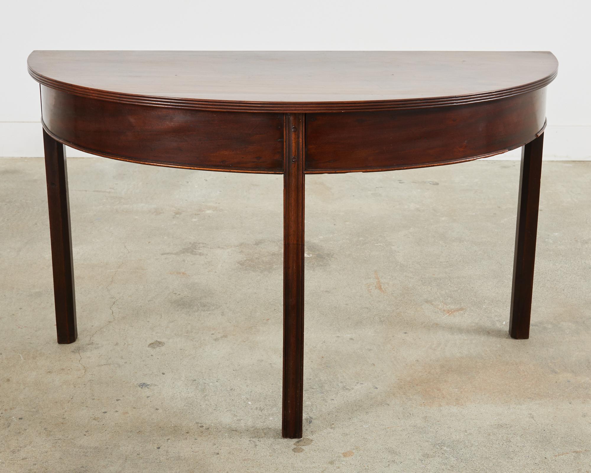 Pair of 19th Century Georgian Mahogany Demilune Console Tables For Sale 6