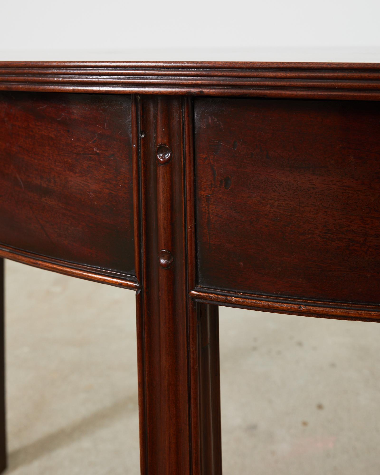 Pair of 19th Century Georgian Mahogany Demilune Console Tables For Sale 1