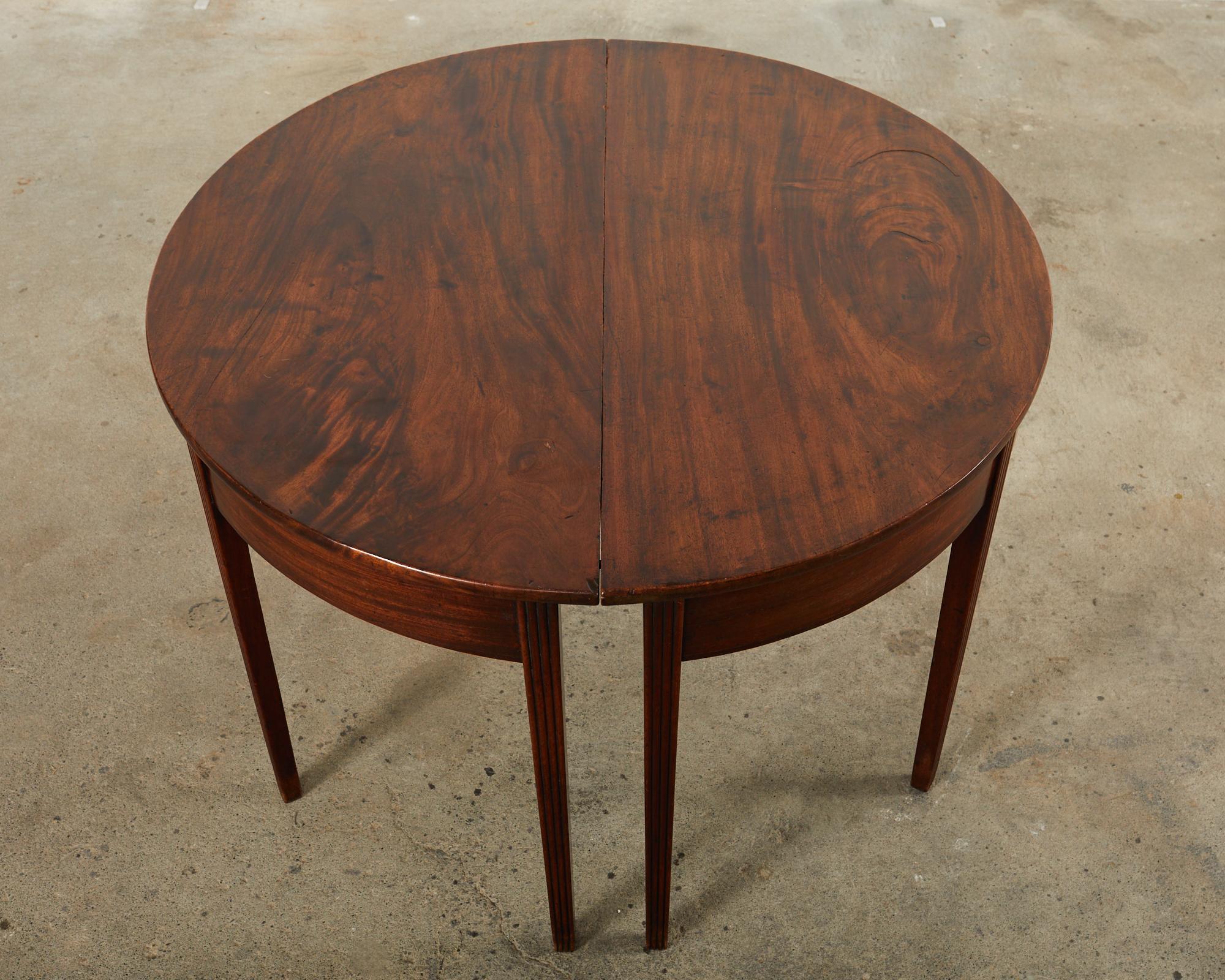 Pair of 19th Century Georgian Mahogany Demilune Console Tables 4