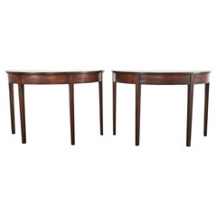 Used Pair of 19th Century Georgian Mahogany Demilune Console Tables