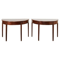 Used Pair of 19th Century Georgian Mahogany Demilune Console Tables