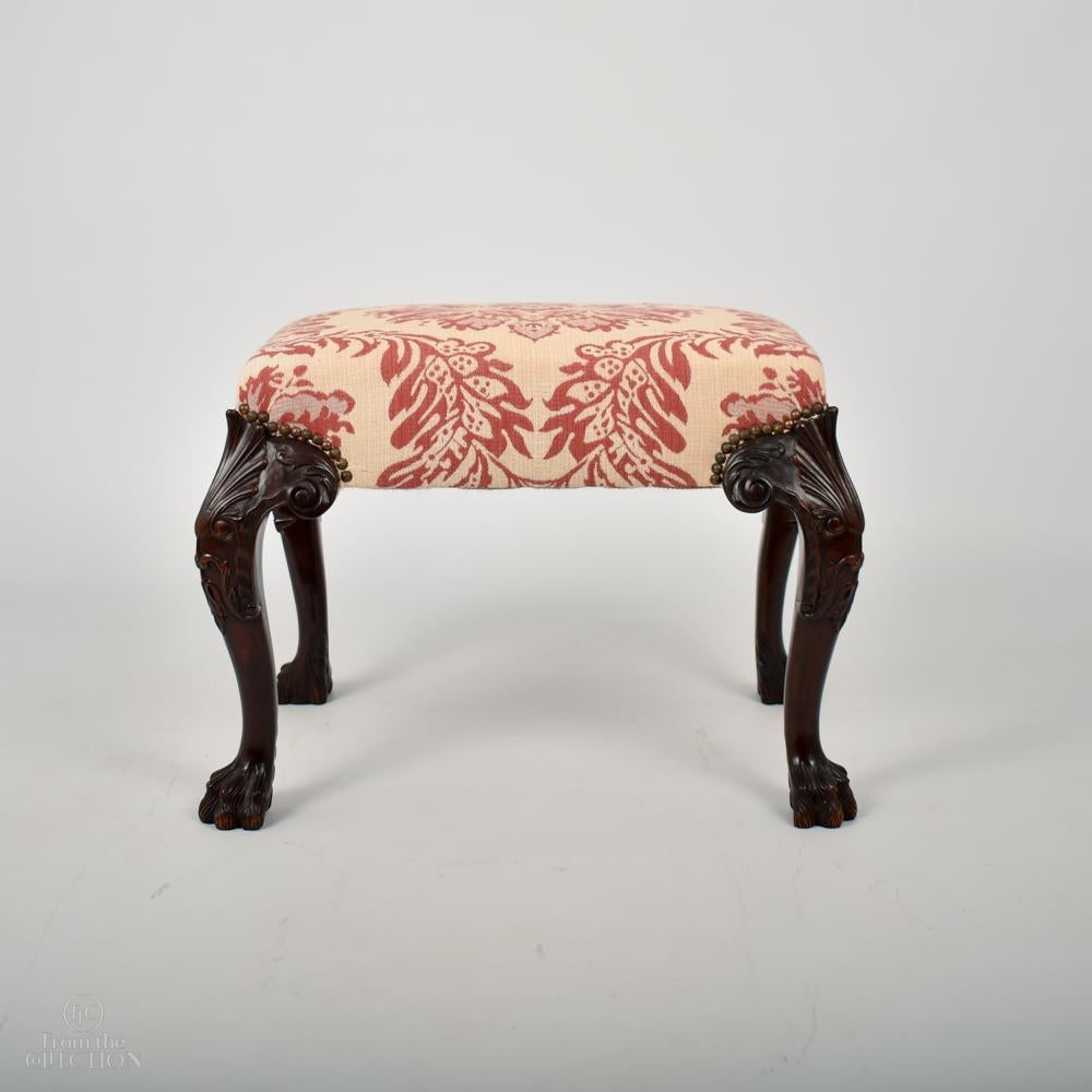 Fabric Pair of 19th Century Georgian Mahogany Footstools For Sale