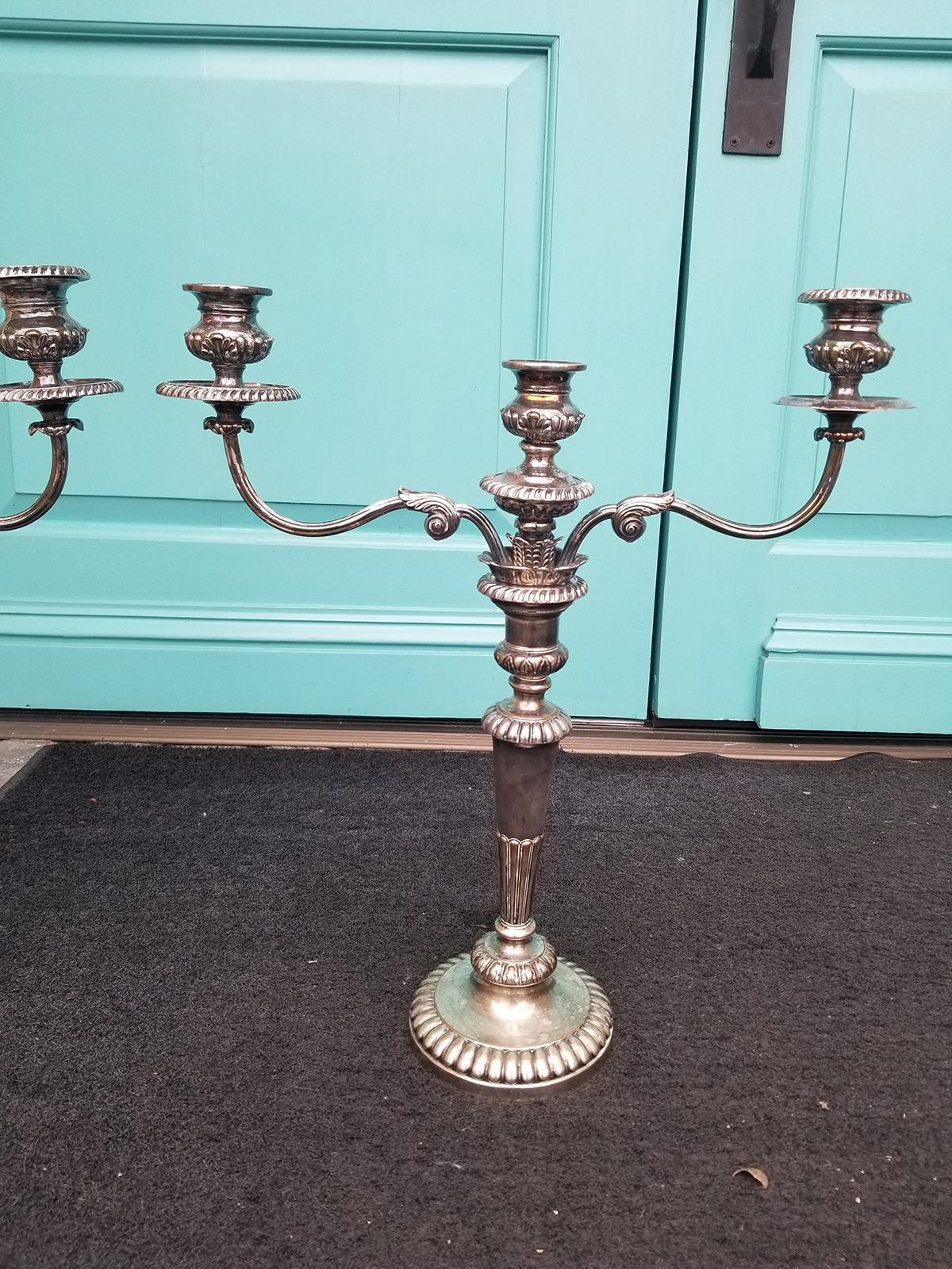 Pair of 19th Century Georgian Style Sheffield Candelabras, Family Crest Marking For Sale 7