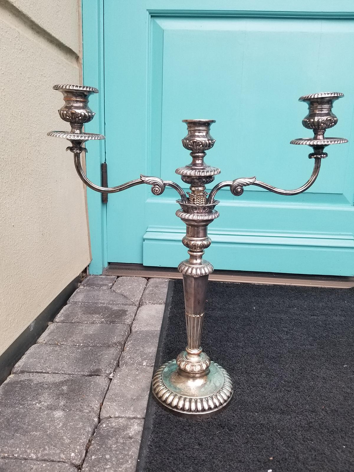 Pair of 19th Century Georgian Style Sheffield Candelabras, Family Crest Marking For Sale 8