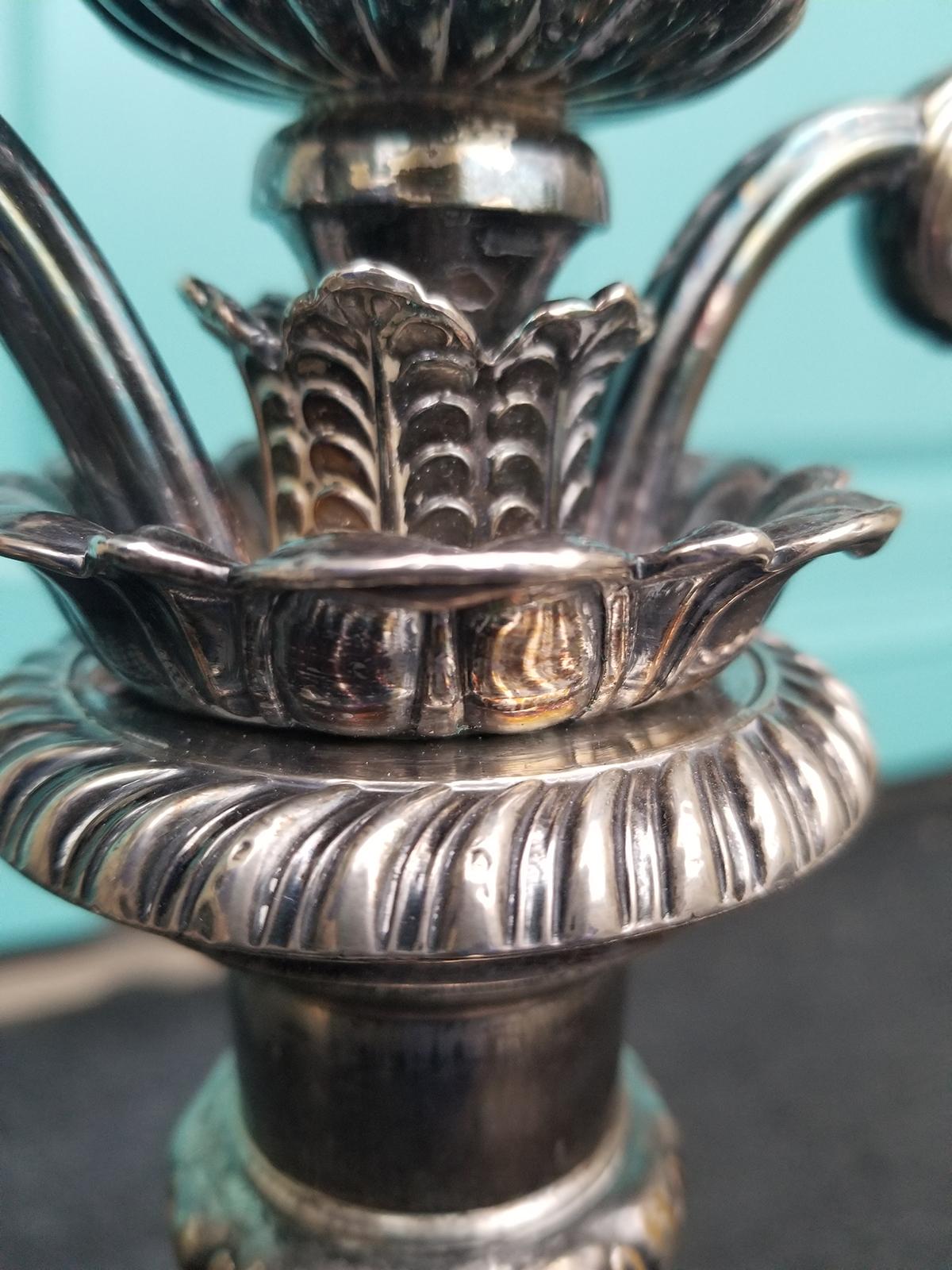 Pair of 19th Century Georgian Style Sheffield Candelabras, Family Crest Marking For Sale 4
