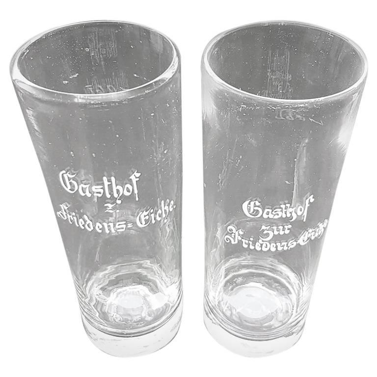 Pair of 19th Century German Beer Glasses with Enamel For Sale