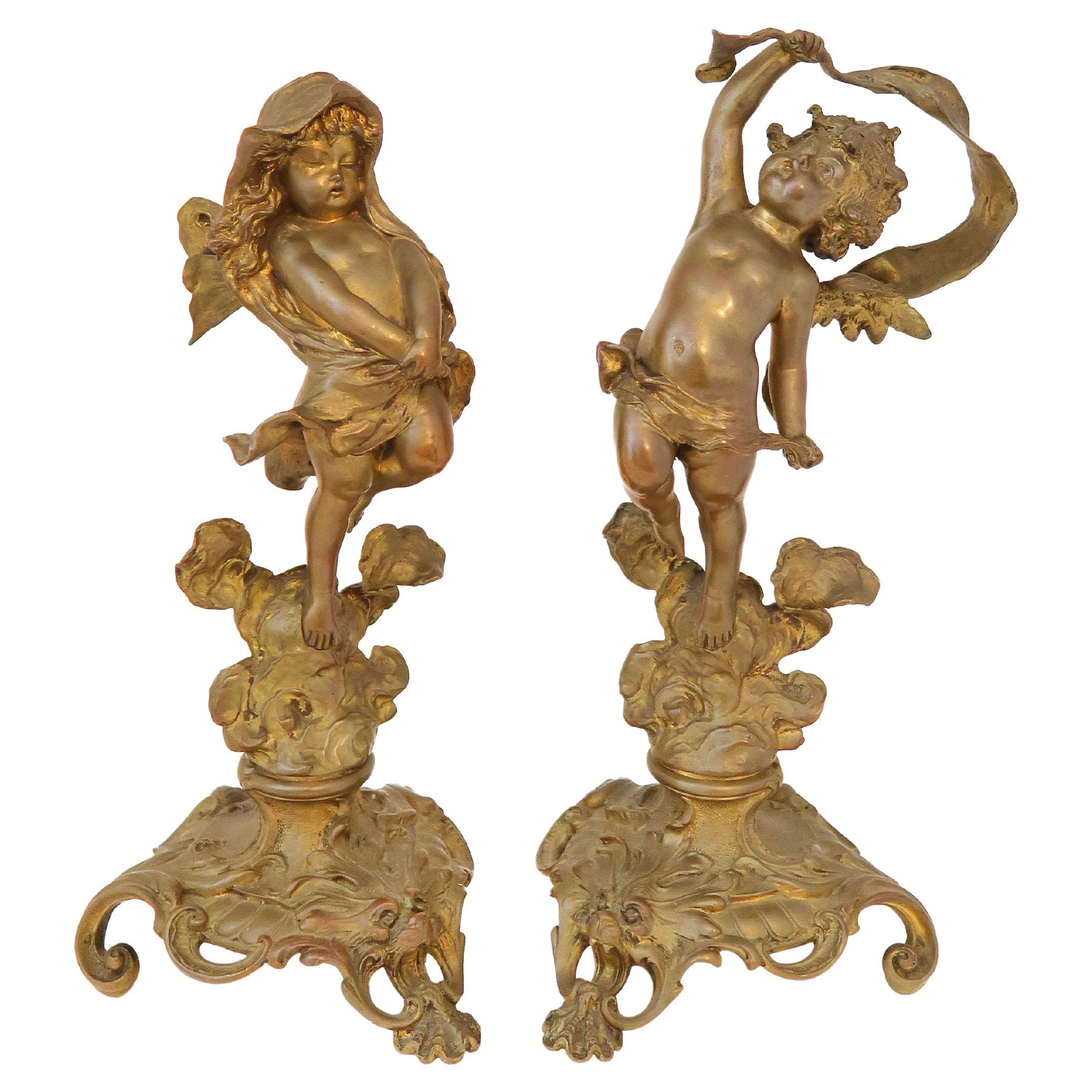 Pair of 19th Century German Bronze Cupids by Franz Iffland