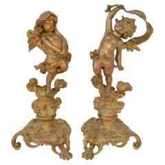 Antique Pair of 19th Century German Bronze Cupids by Franz Iffland