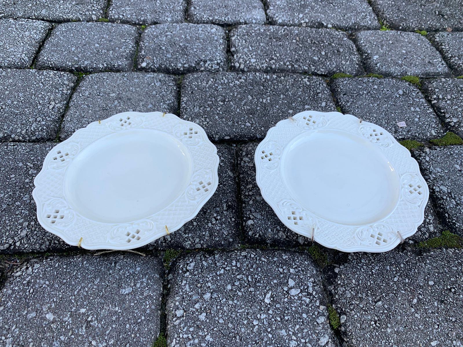 Pair of 19th Century German Creamware Plates by Waechtersbach, Marked 1