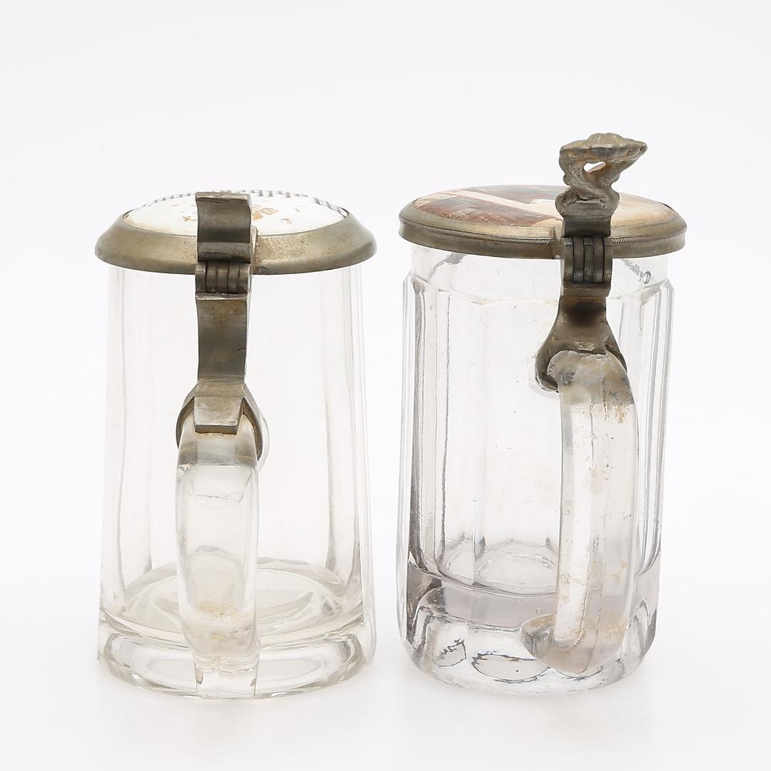 Pressed Pair of 19th Century German Glass Beer Stein For Sale