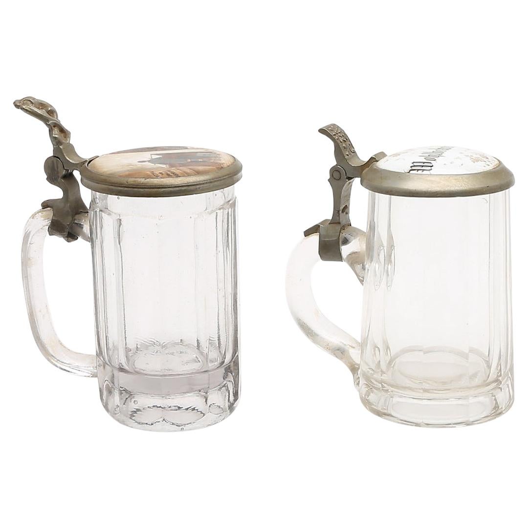 Pair of 19th Century German Glass Beer Stein