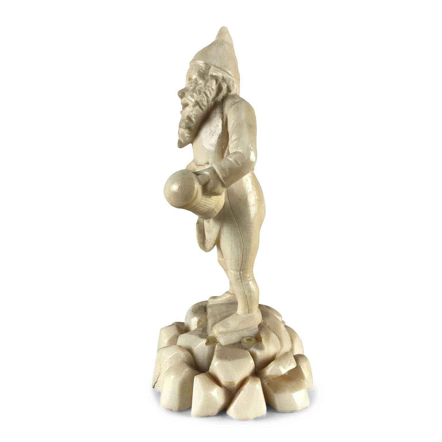 Hand-Carved Pair of 19th Century German Gnomes Hand Carved Bone Gnome Figures For Sale