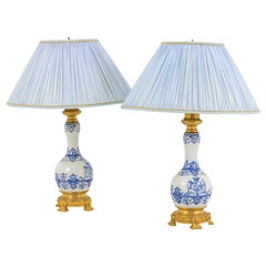 Pair of 19th Century Gien Earthenware Lamps