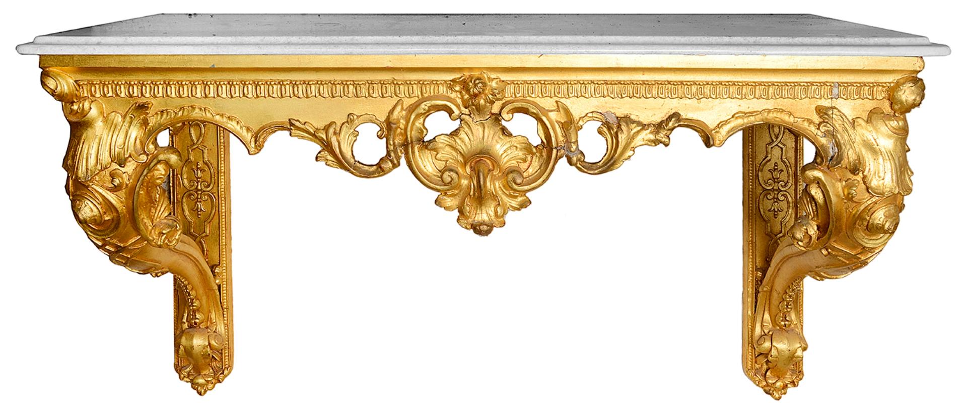 French Pair of 19th Century Gilded Console Tables