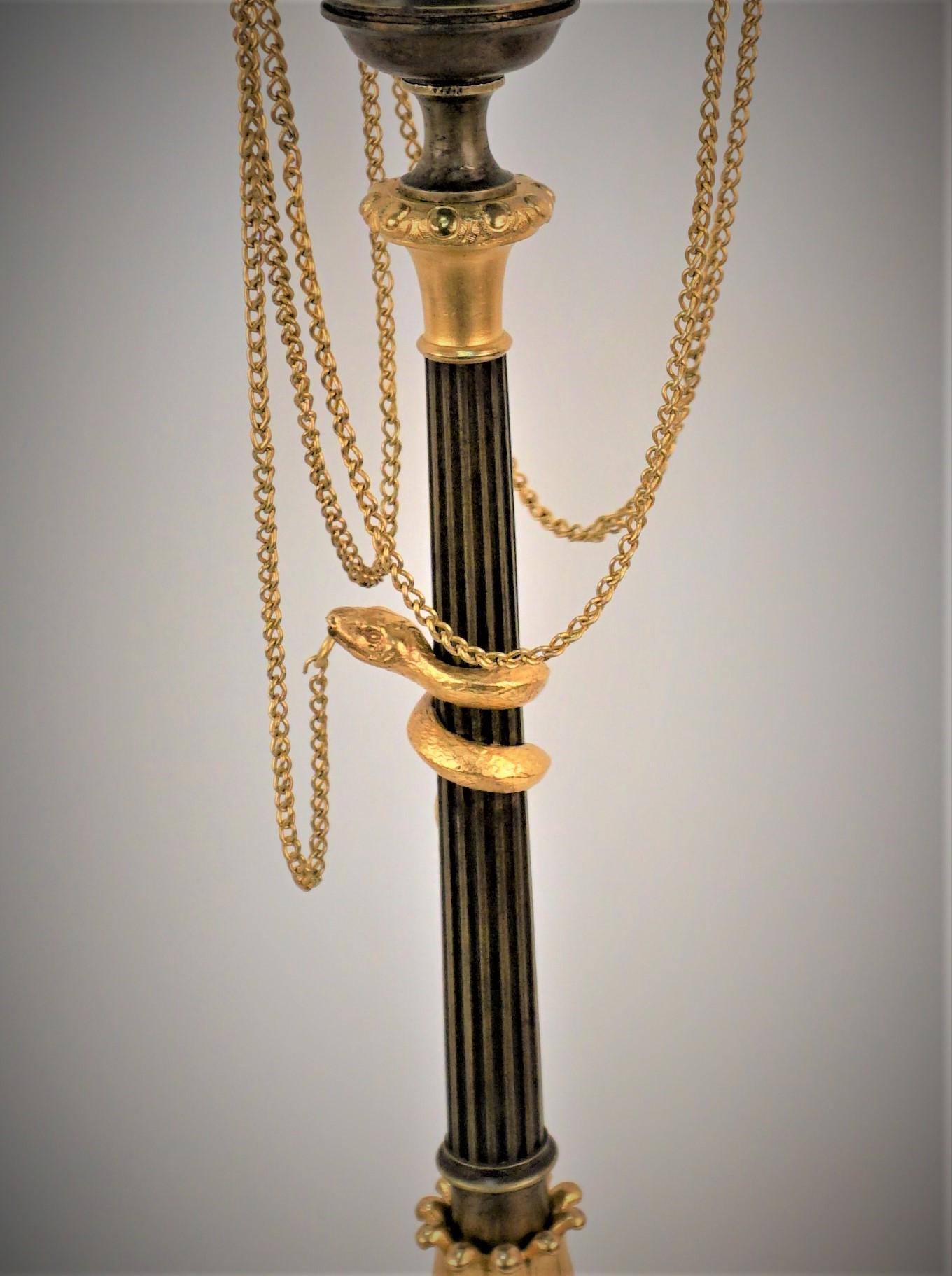 Pair of 19th Century Gilt and Oxidized Bronze Candelabra For Sale 3