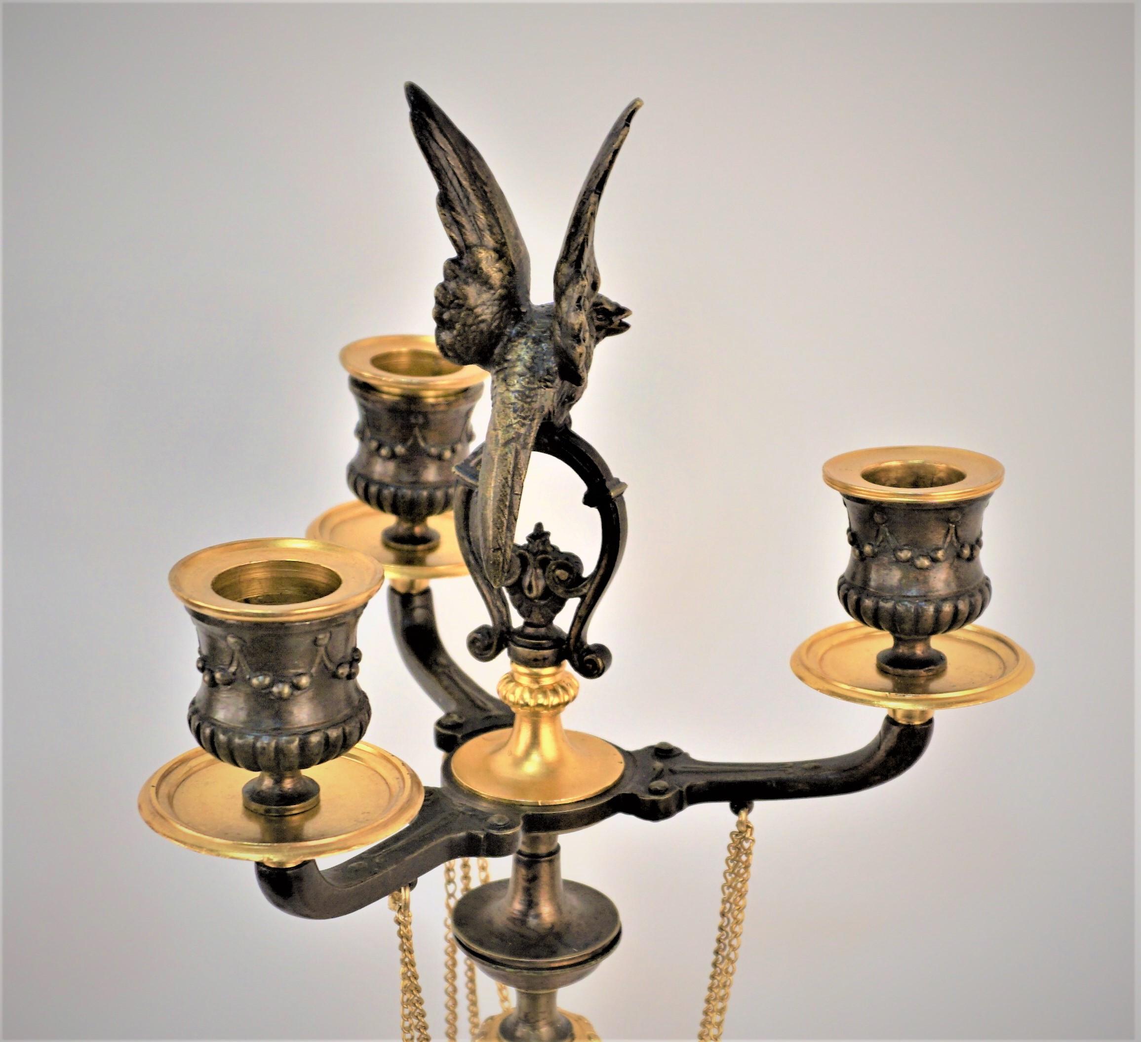 Pair of 19th Century Gilt and Oxidized Bronze Candelabra For Sale 6