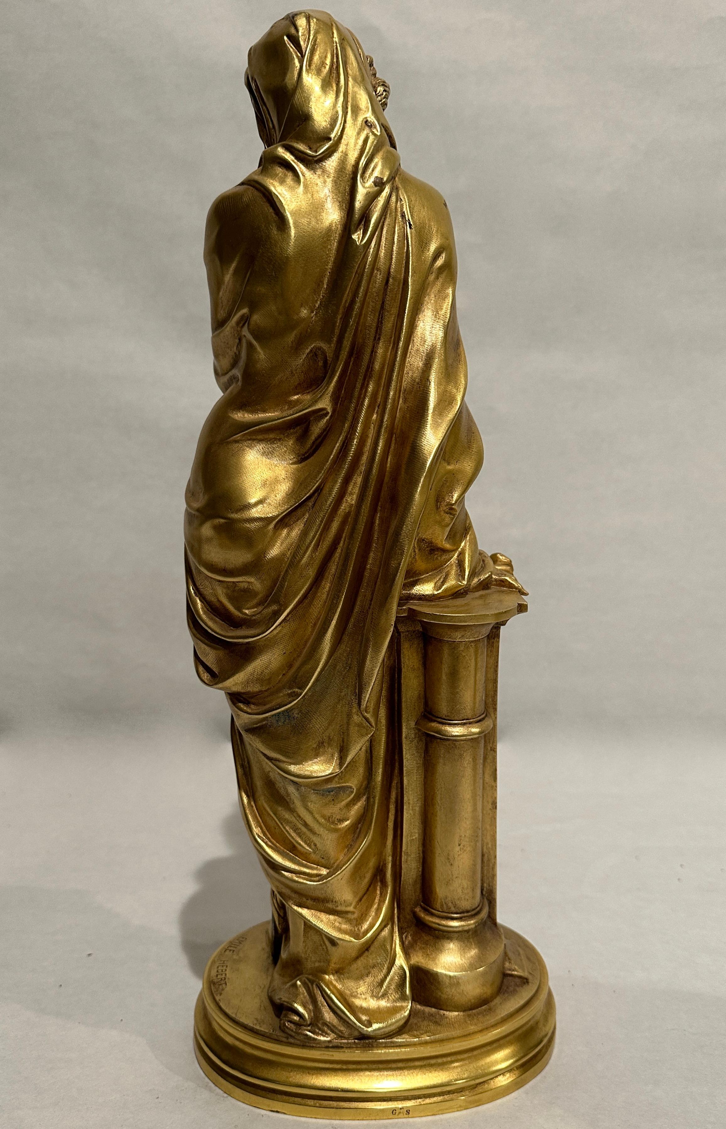 Pair of 19th Century Gilt and Silvered Bronze Sculptures of Women For Sale 2