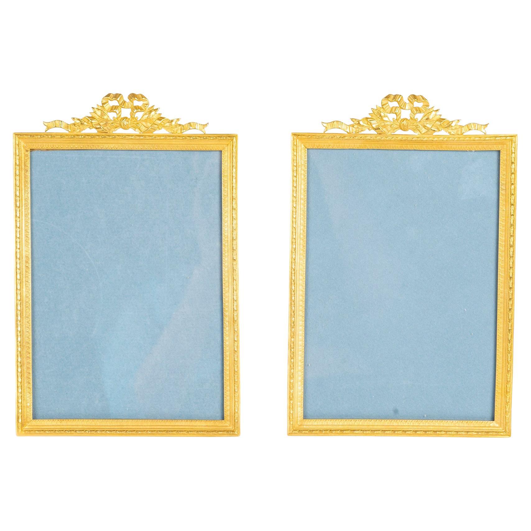 Pair of 19th-Century Gilt Brass Photo Frames, Napoleon III Period.