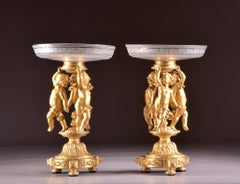 Pair of 19th Century Gilt Bronze and Crystal, 9 Light Candelabra / Centerpieces