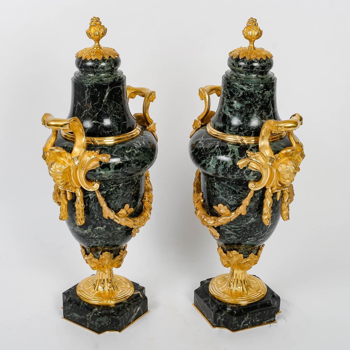 Pair of 19th Century Gilt Bronze and Marble Cassolettes. 2
