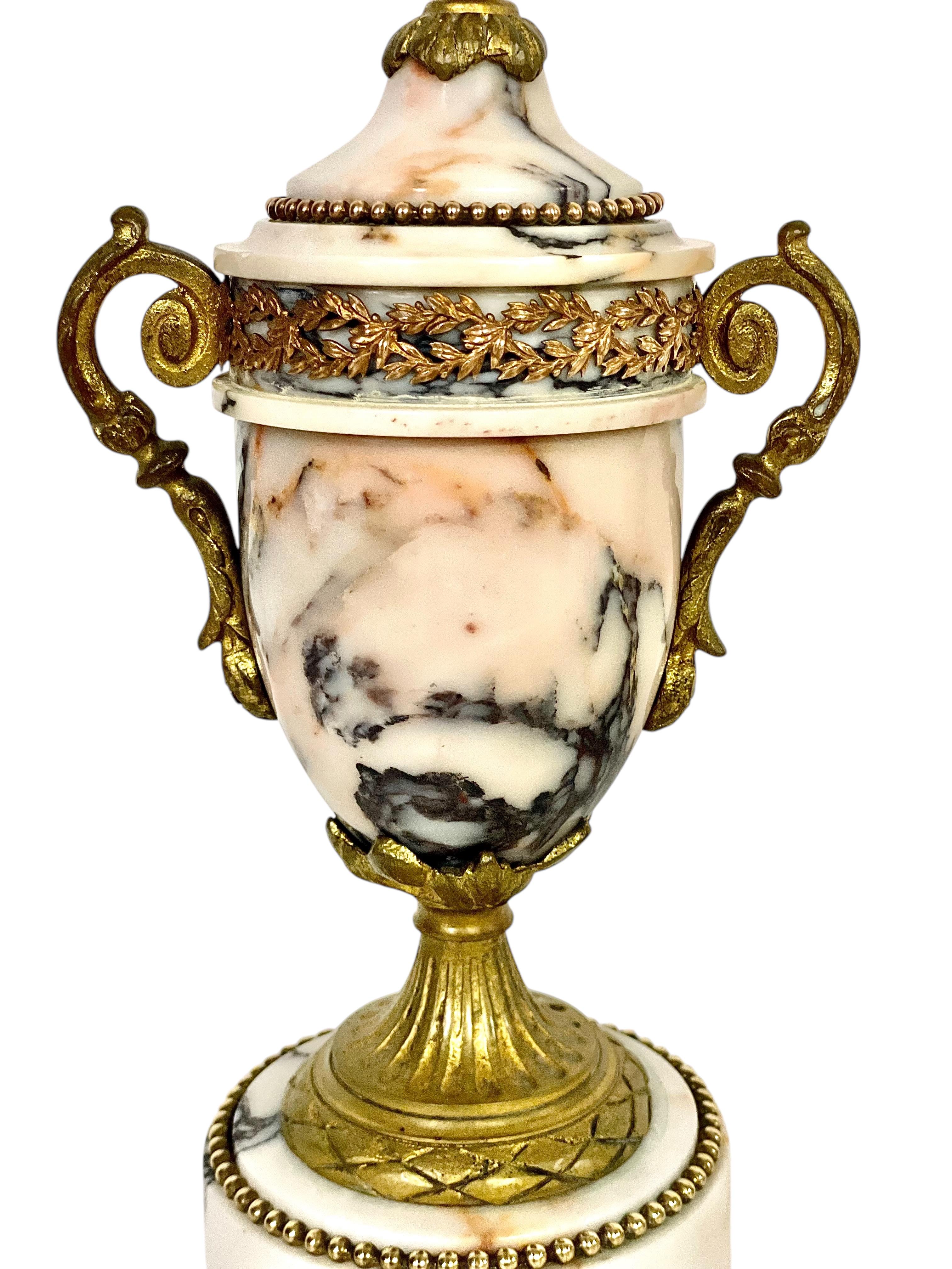 Coppia di cassette o urne in marmo e bronzo dorato del 19° secolo in vendita 7