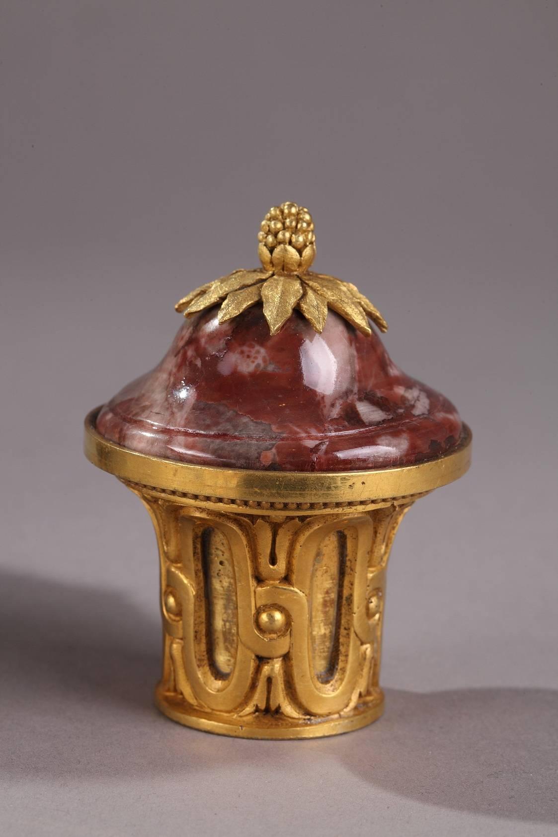 Pair of 19th Century Gilt Bronze and Marble Incense Burners In Good Condition In Paris, FR