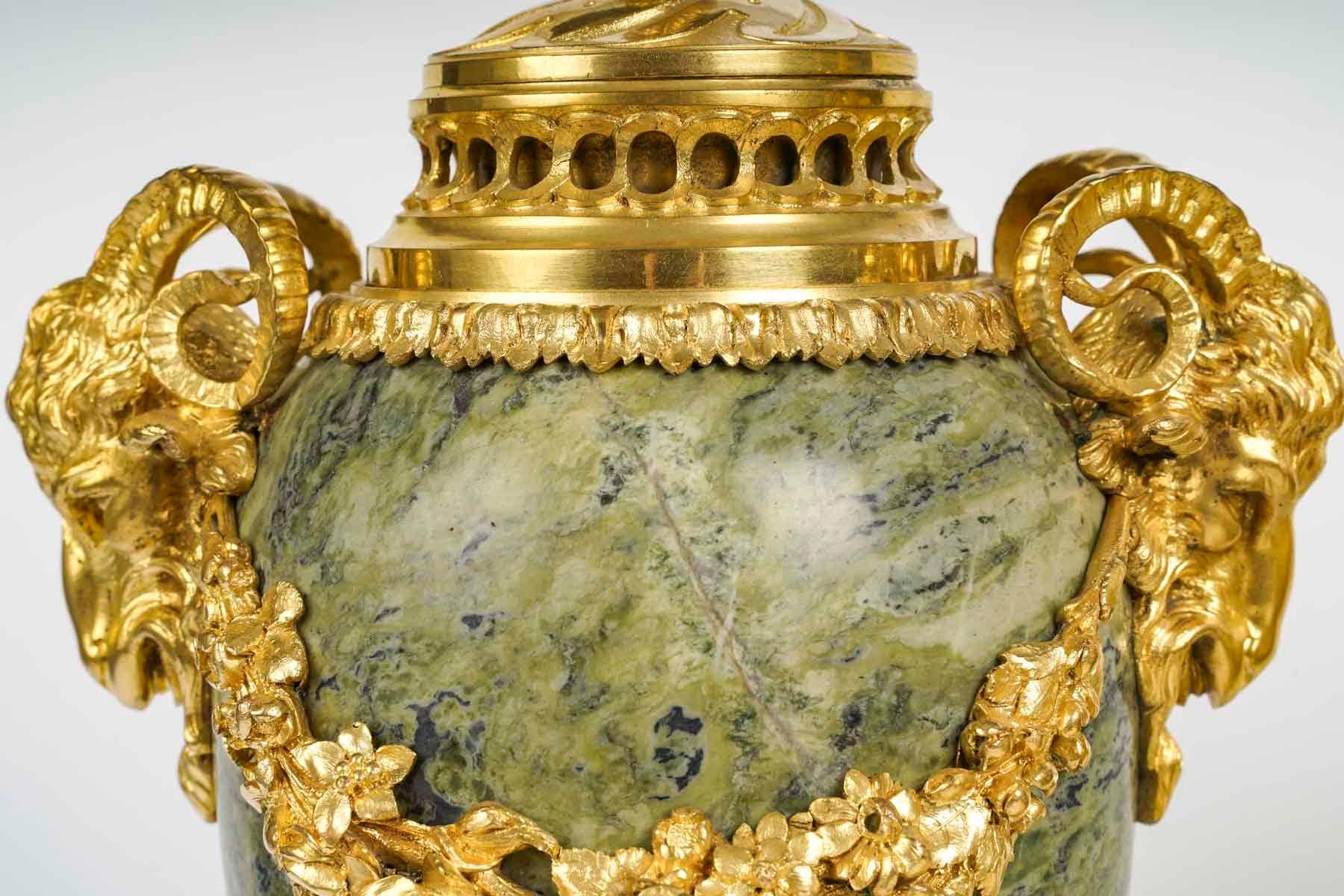 Pair of 19th Century Gilt Bronze and Marble Incense Burners. 3