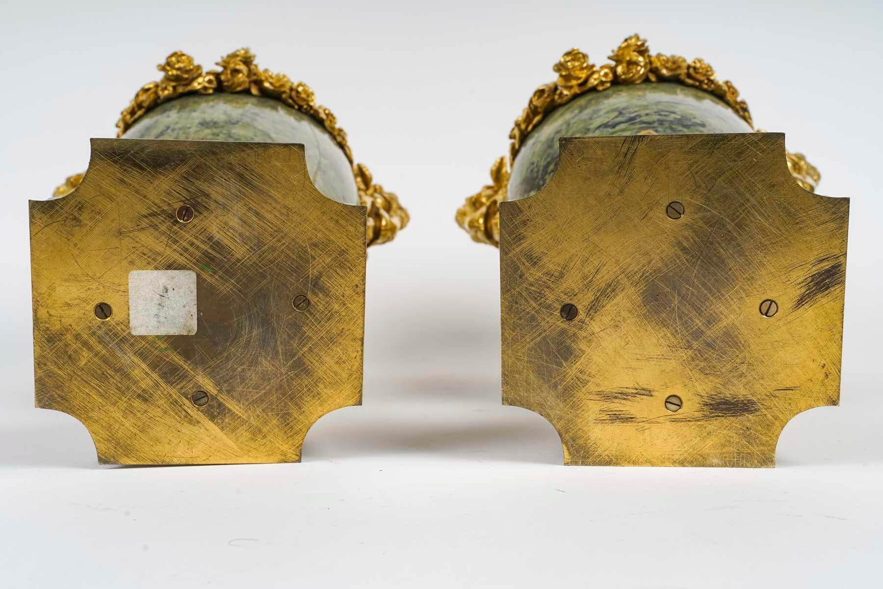 Pair of 19th Century Gilt Bronze and Marble Incense Burners. 4