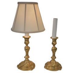 Pair of 19th Century Gilt Bronze Candlestick Lamps