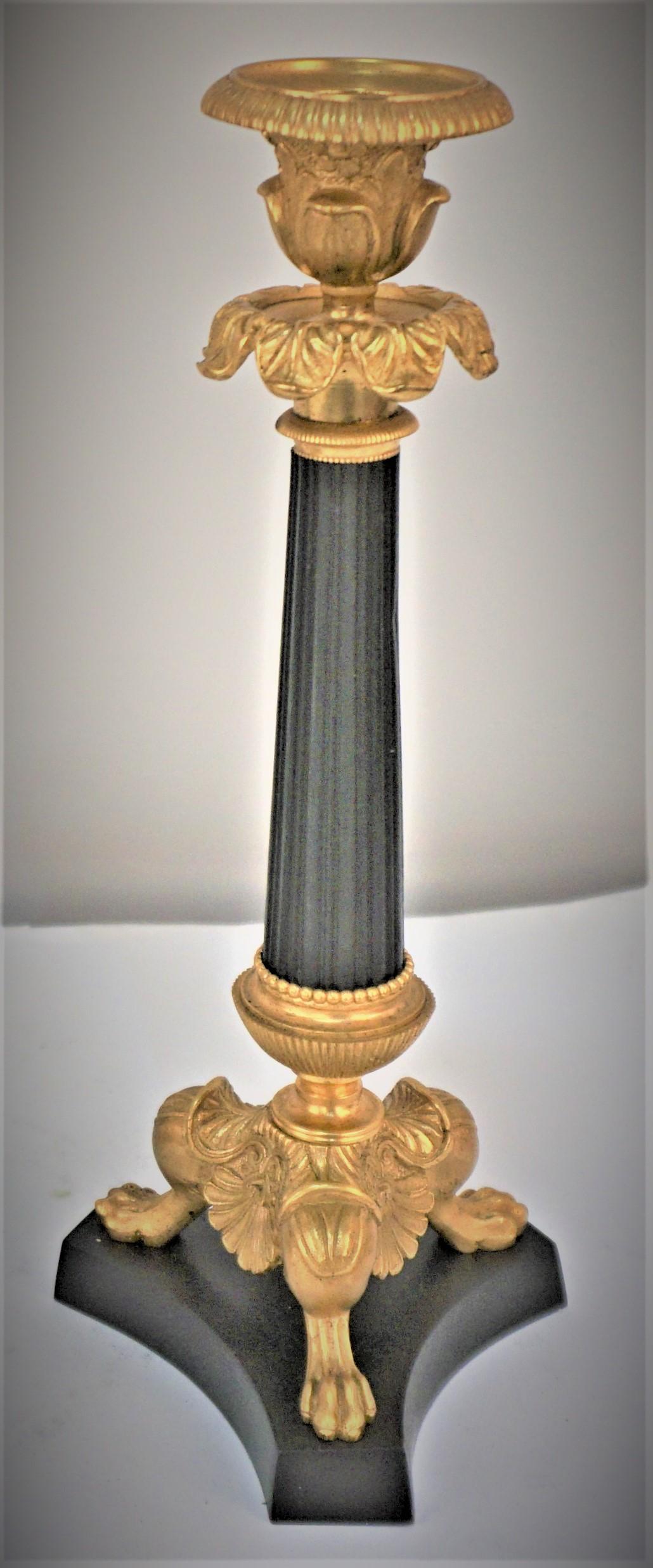 Pair of 19th Century Gilt Bronze Candlesticks  #2 In Good Condition In Fairfax, VA