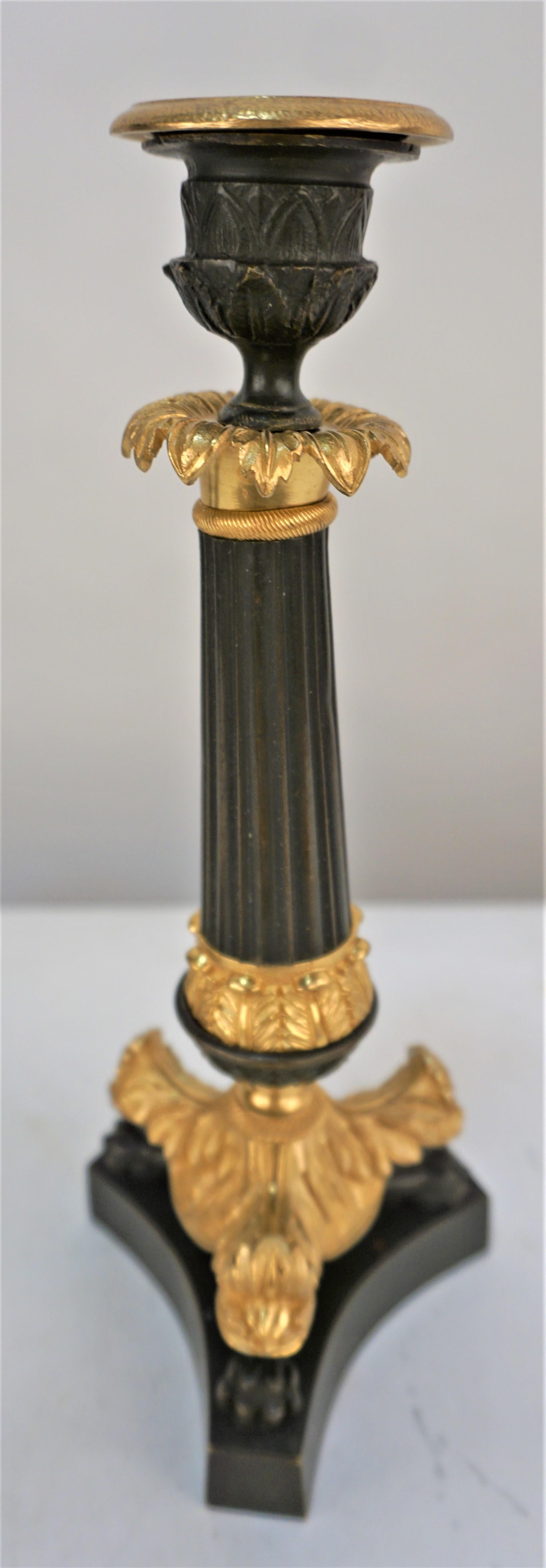 Regency Pair of 19th Century Gilt Bronze Candlesticks For Sale