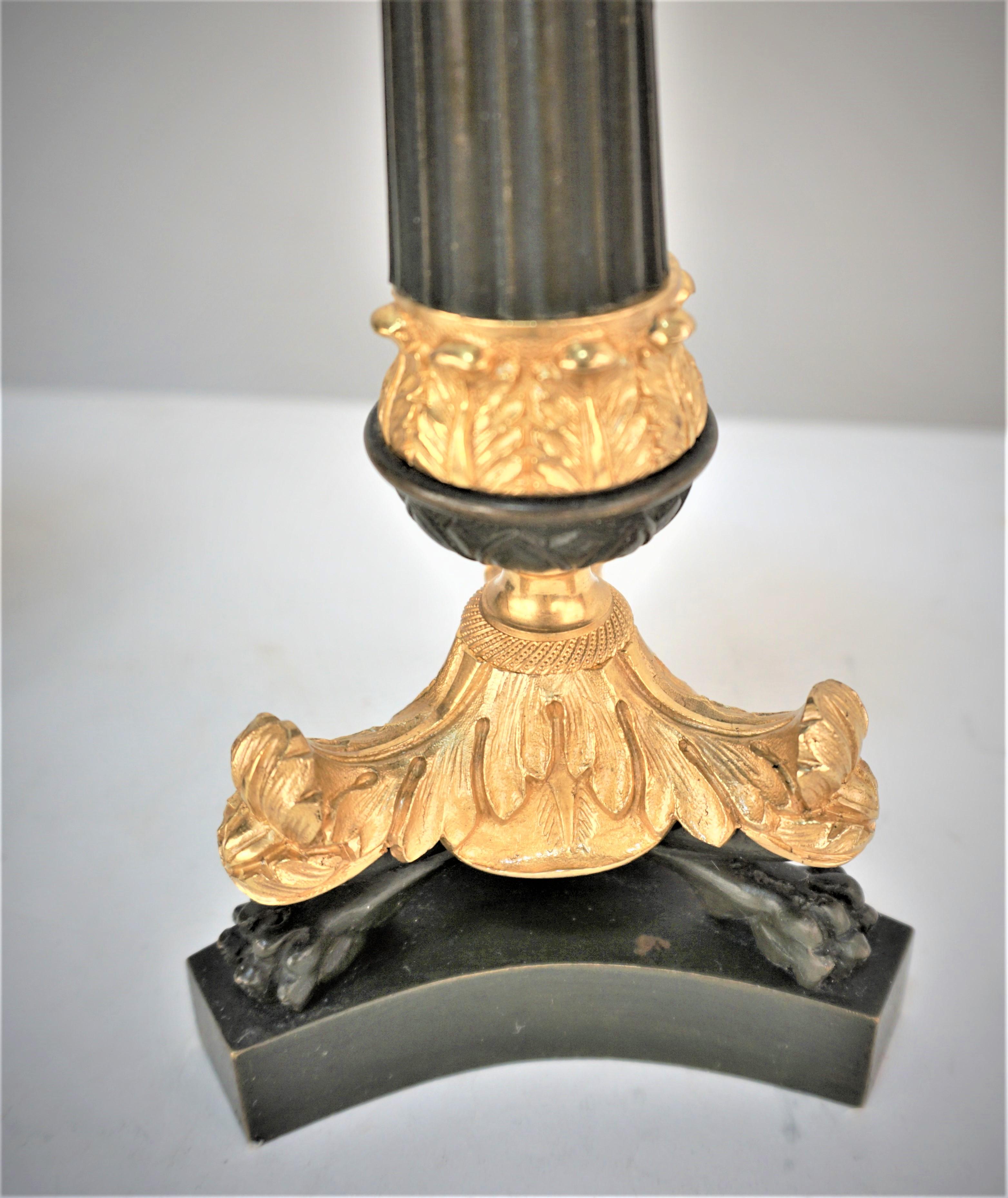 French Pair of 19th Century Gilt Bronze Candlesticks For Sale