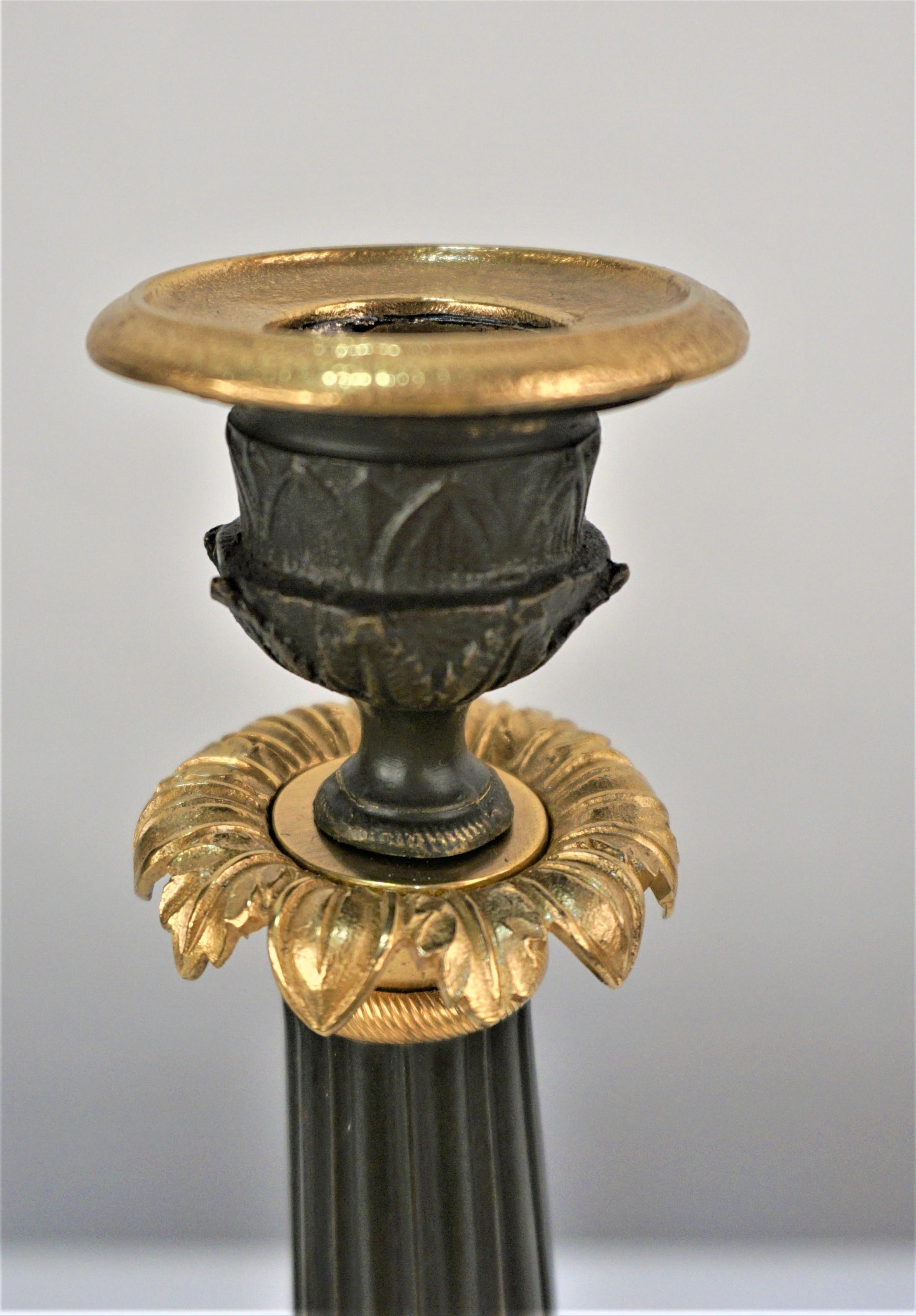 Pair of 19th Century Gilt Bronze Candlesticks In Good Condition For Sale In Fairfax, VA