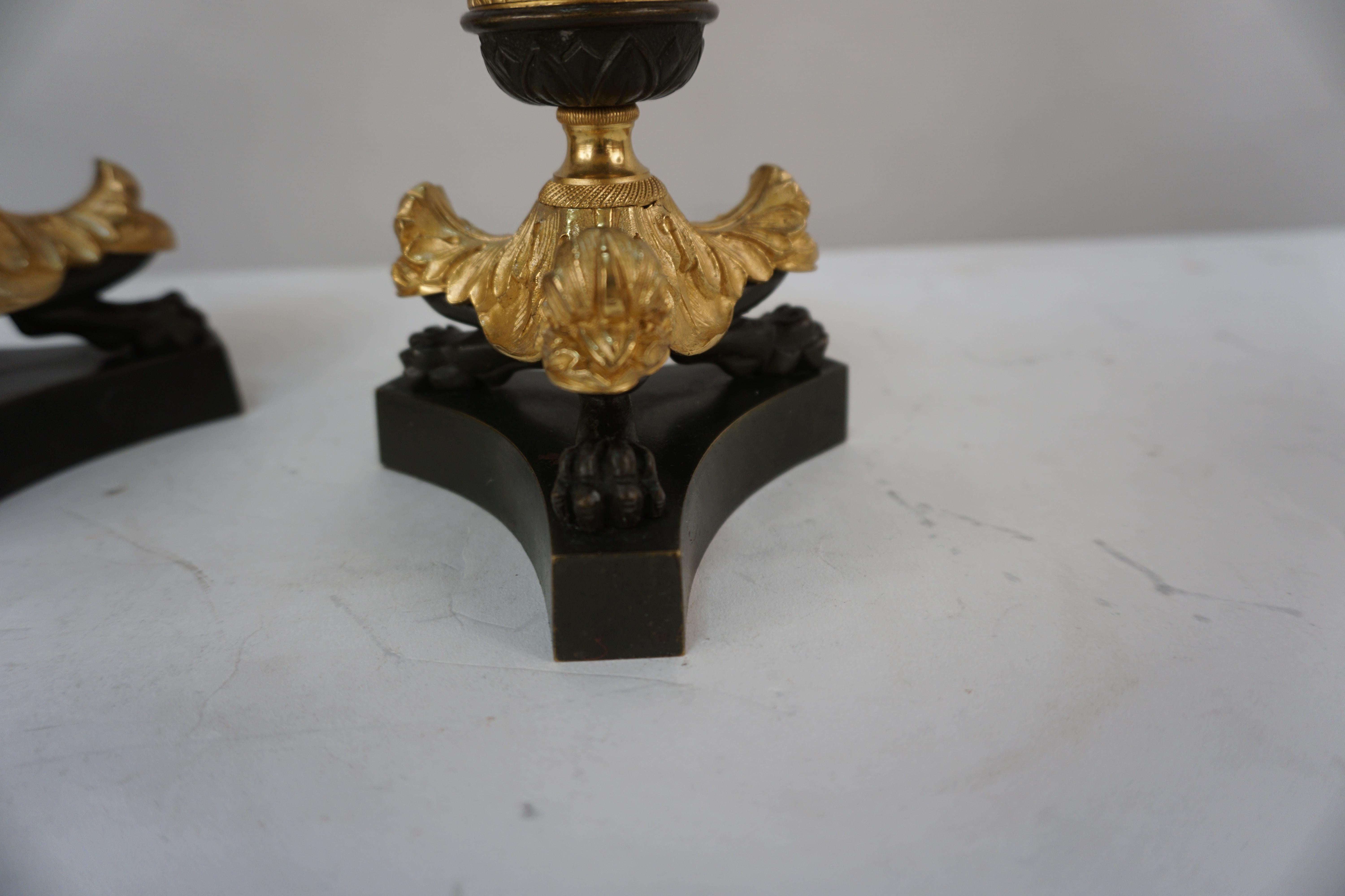 Pair of 19th Century Gilt Bronze Candlesticks For Sale 1
