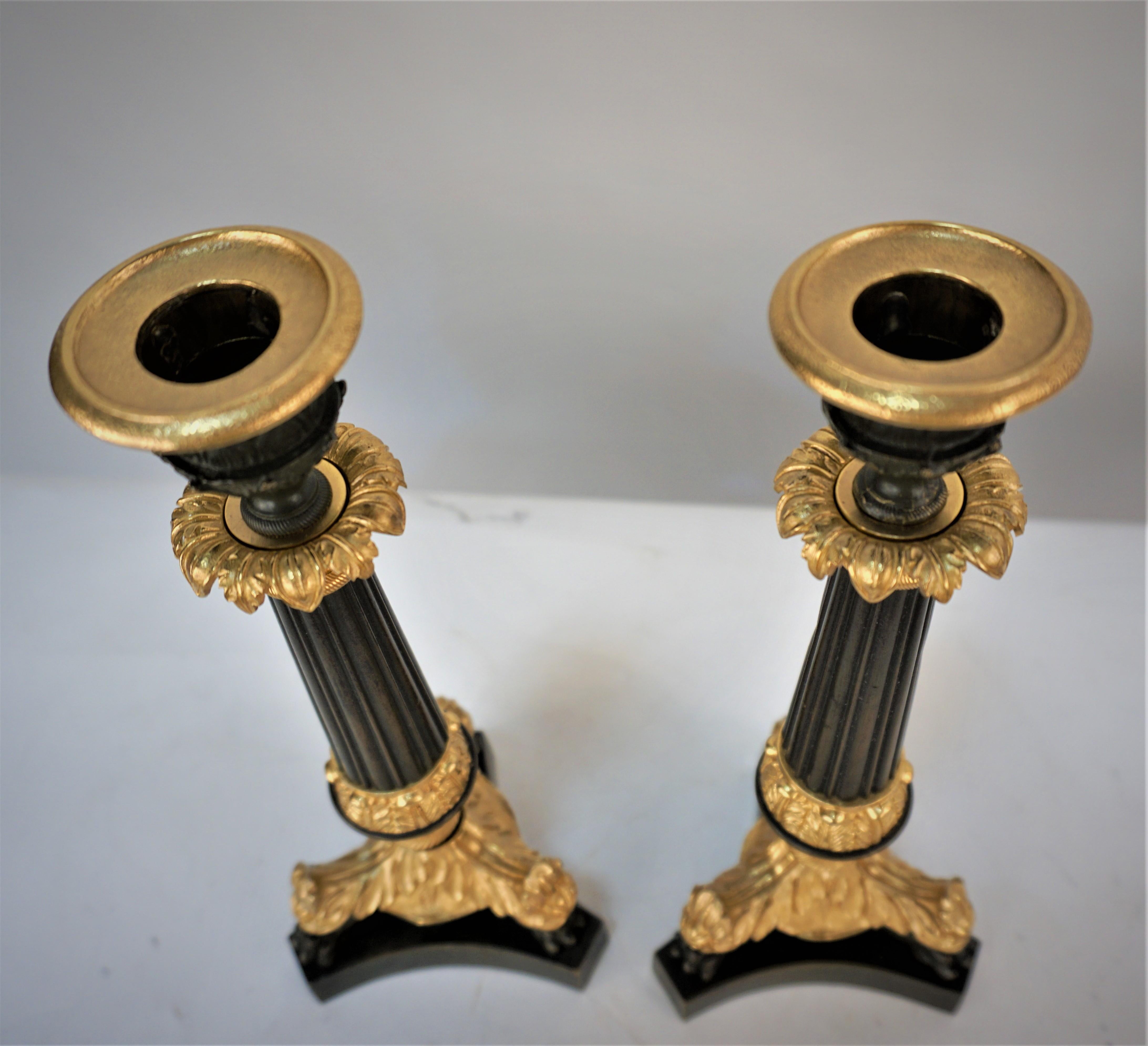 Pair of 19th Century Gilt Bronze Candlesticks For Sale 3