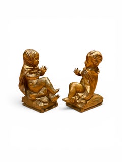 Pair of 19th Century Gilt Bronze Cherub Putti Decorative Bookends