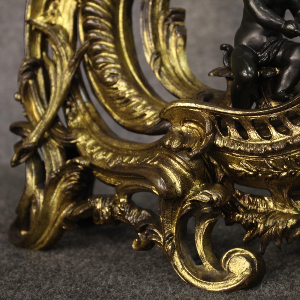 Pair of 19th Century Gilt Bronze French Firedogs Andirons, 1870 1