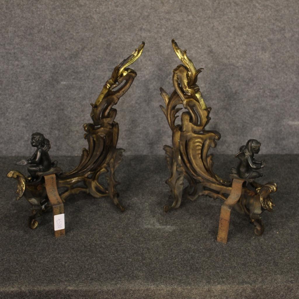 Pair of 19th Century Gilt Bronze French Firedogs Andirons, 1870 4