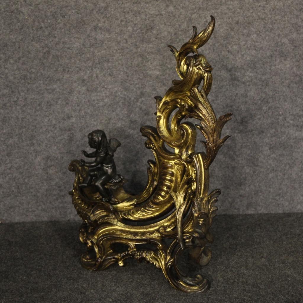 Pair of 19th Century Gilt Bronze French Firedogs Andirons, 1870 5
