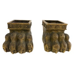 Paar vergoldete Bronze Löwentatzen-Möbelfüße aus dem 19