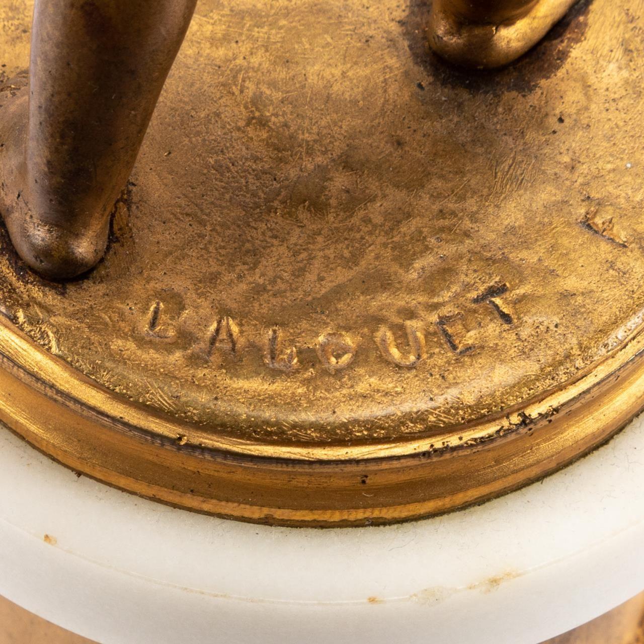 Pair of 19th Century Gilt Bronze & Marble Cherubs on Bases For Sale 5