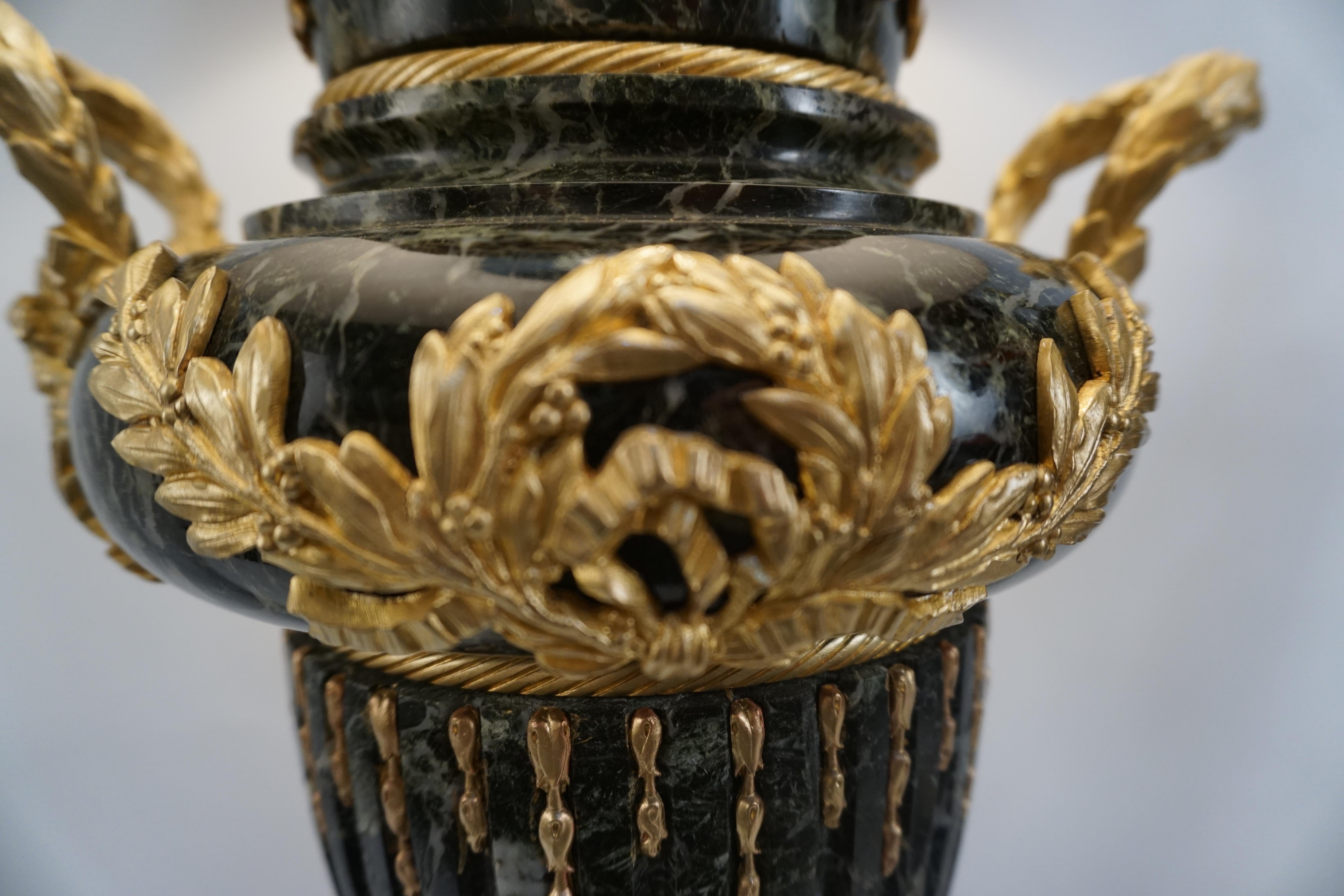 Pair of 19th Century Gilt Bronze-Marble Urn Table Lamps 6