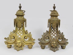 Pair of 19th Century Gilt Bronze Neoclassical Fire Chenets c.1860