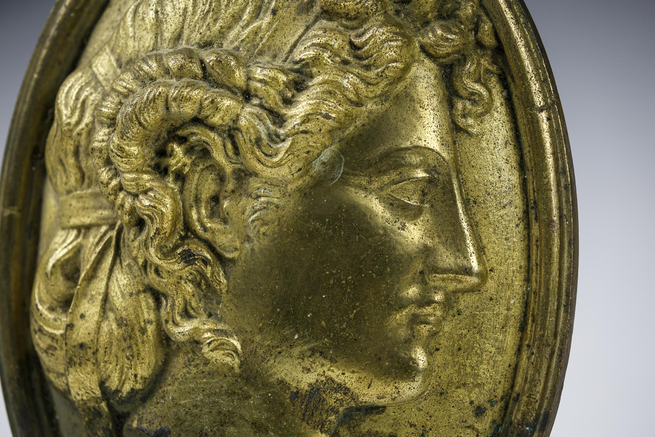 Pair of 19th Century Gilt Bronze Portrait Relief Plaques 1