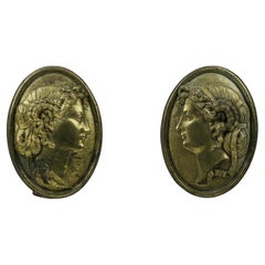Pair of 19th Century Gilt Bronze Portrait Relief Plaques