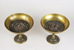 Pair of 19th Century Gilt Bronze/ Silvered Copper Centerpieces, Austria ca. 1880