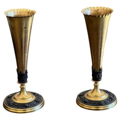 Paar Vasen aus vergoldeter Bronze des 19. Jahrhunderts