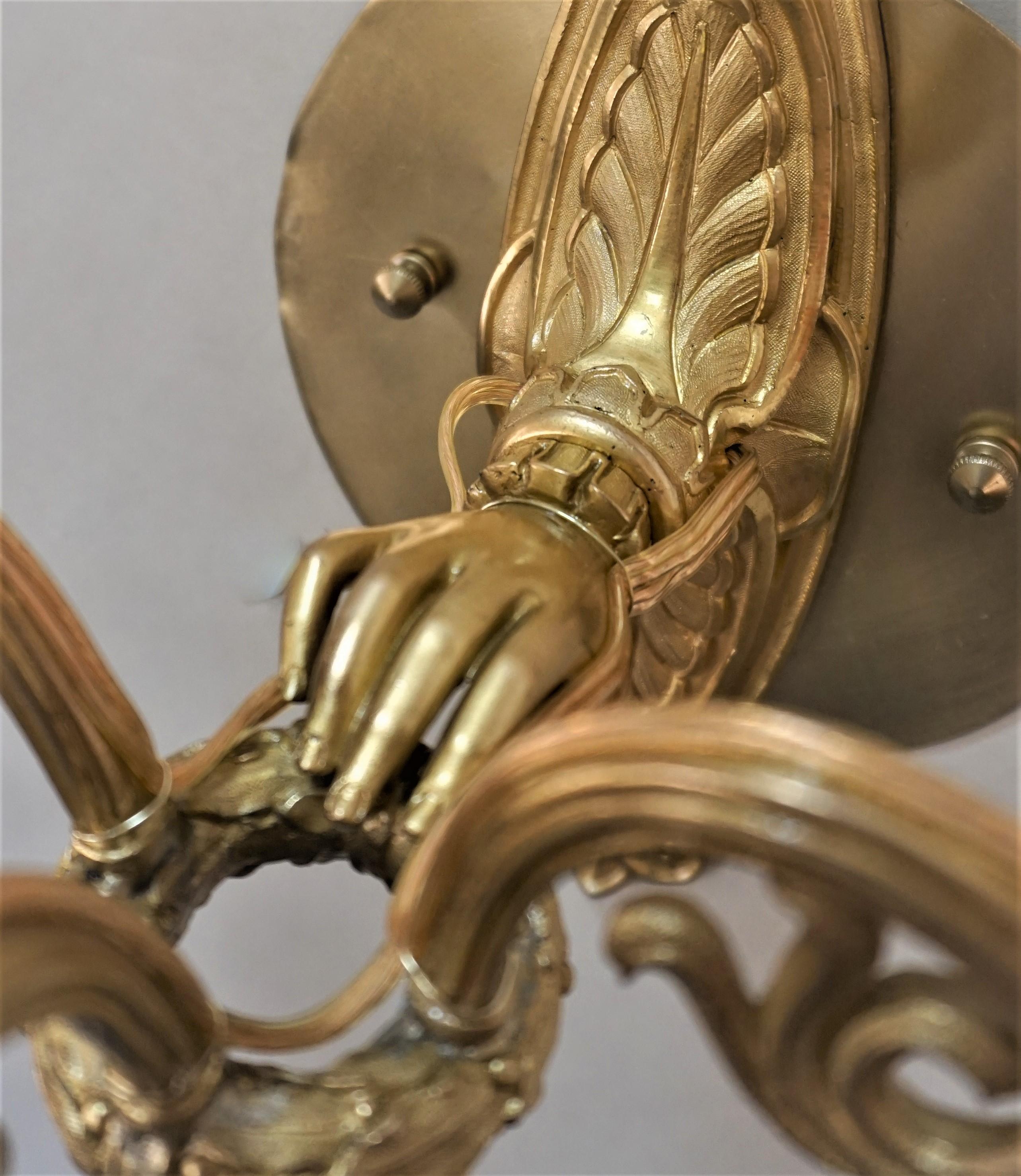 Pair of 19th Century Gilt Bronze Wall Sconces For Sale 1